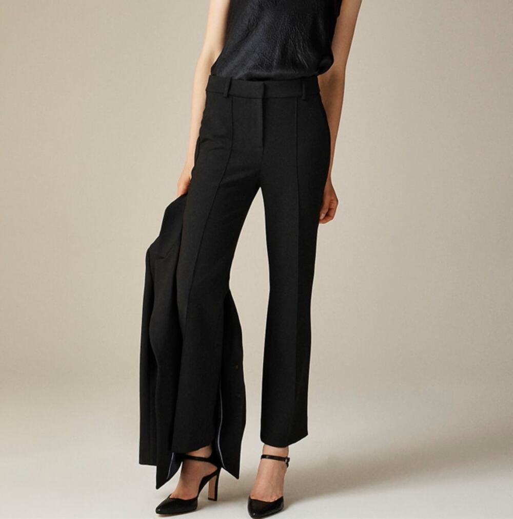 J.Crew Cropped Natalia Pants SZ 8 Black Four-season Stretch High Rise Front Seam